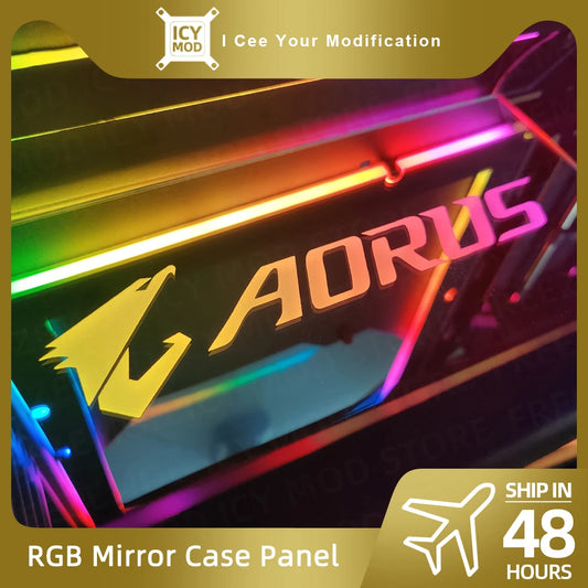 Mirror MOD RGB Lighting Panel Customize PC Case VGA Backplate Side Panel PC Cabinet A-RGB Colorful AURA SYNC Water Cooling Plate.