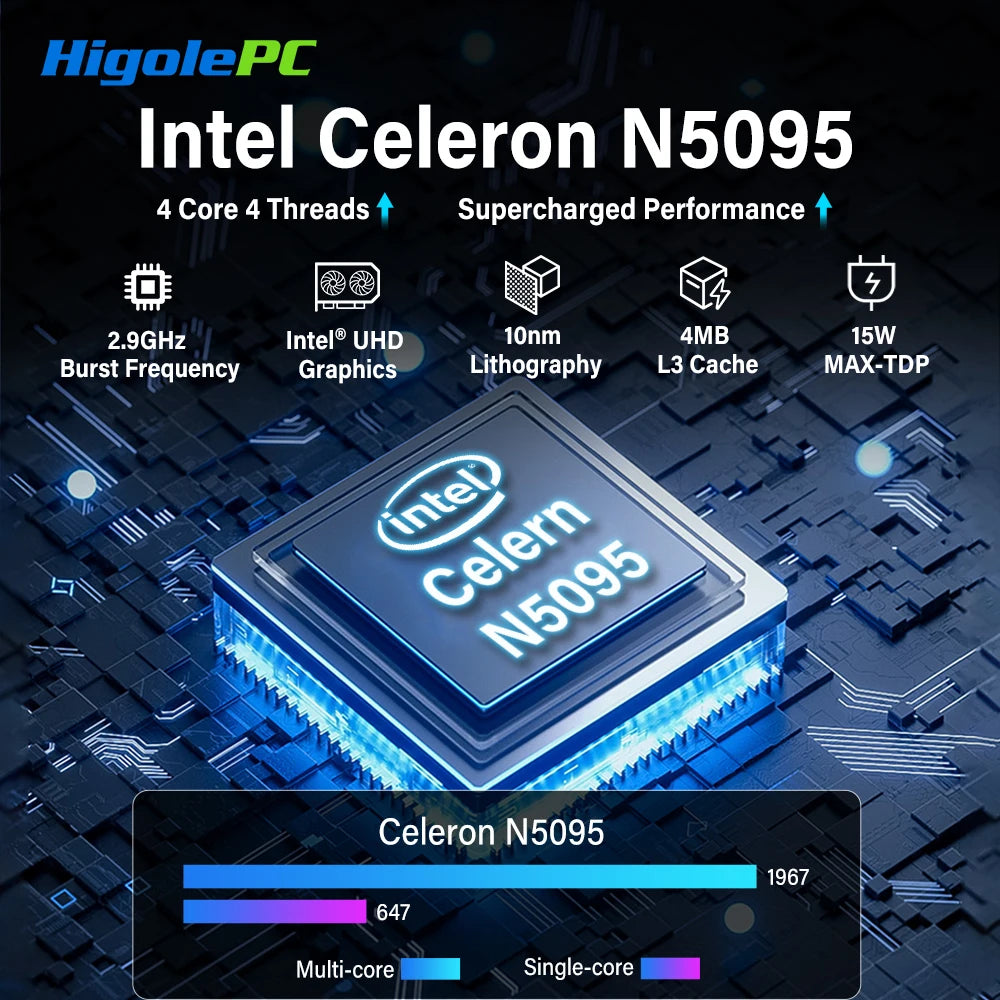 Higole F10 10.1'' Fanless Mini PC Intel N5095 Windows 11 WiFi5 8GB 128GB 5000mAh 4K RS-232 RJ45 Laptop Desktop PC Mini Computer.