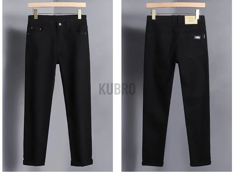 Fashion Loose Straight Business Casual Stretch Denim Pants Male Brand Trousers 3 Colors Plus Size Mens Clothing Slim Jeans 28-44