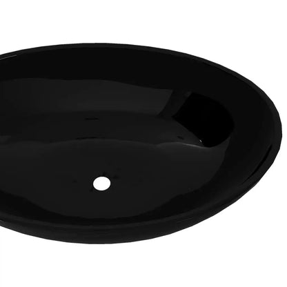 Luxuriöses Keramikwaschbecken, schwarz, oval, 40 x 33 cm, Waschbecken, Badezimmer und Küchen, Dekoartikel, Badezimmerzubehör