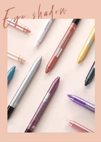 12Colors Glitter Eyeshadow Pen Long Lasting Matte Eye Shadow Palette Shiny Highlighter Silver Purple Eyeliner Pencil Cosmetics.