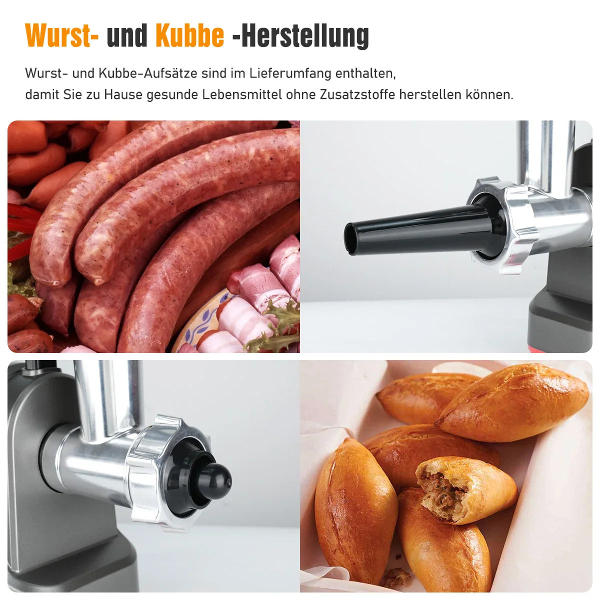 Electric Meat Grinder with 3 Stainless Steel Cutting Plates, Cookie and Sausage Chopper for Home Kitchen, Christmas Dinner Tools.