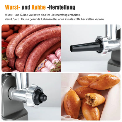 Electric Meat Grinder with 3 Stainless Steel Cutting Plates, Cookie and Sausage Chopper for Home Kitchen, Christmas Dinner Tools.