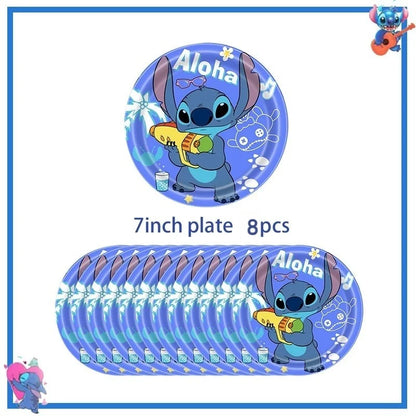 Disney Stich Geburtstag Party Dekorationen Blau Thema Geschirr Tischdecke Banner Hängende Spirale Für Kinder Event Liefert