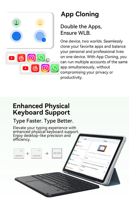 Blackview MEGA 2 Android 15 Tablet 12 inch 2K Display 36(12+24)GB 256GB Unisoc T615 9000mAh Battery Widevine L1 Pad PC