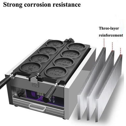 4pcs Non-stick Coating Gold Coin Waffle Machine Korean 10 Won Gold Coin Waffle Maker Machine 3000W Round Coin Cake Machine.