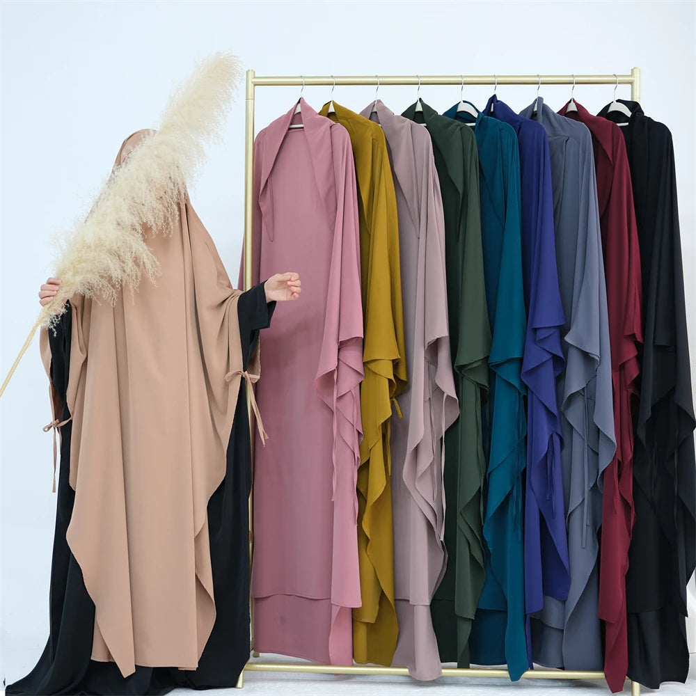 Ramadan Eid Khimar Abaya Dubai Turkey Islam Muslim Maxi Hijab Dress Nida Prayer Clothes For Women Kebaya Robe Femme Musulmane.