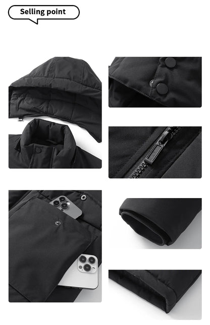 -15 Degree Winter New High Quality Thickened Cotton Warm Hooded Cotton Jacket For Men Loose Sports Windproof Oversized Jacket.