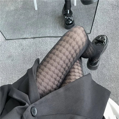 Fashion New Women Tights Japanese Style Thin Black Pantyhose Thigh High Stockings Print Punk Club Night Party Fishnet Sexy Tight.