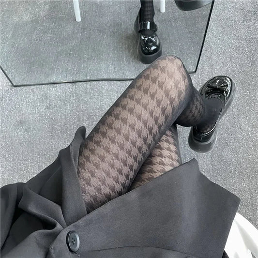 Fashion New Women Tights Japanese Style Thin Black Pantyhose Thigh High Stockings Print Punk Club Night Party Fishnet Sexy Tight.
