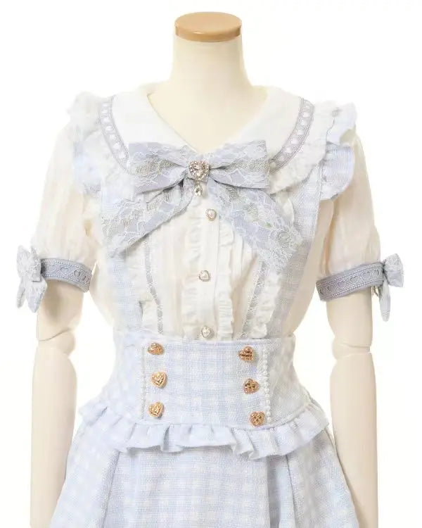 Rojita Stil Spitze Kragen Lolita Hemd Mode frauen Tops Sommer Nette Süße Bogen Schulter Slim Fit Kurzarm Blusen weibliche