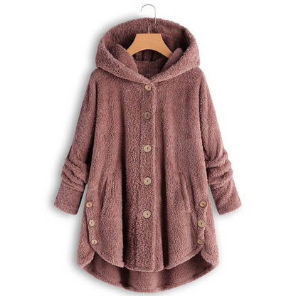 Herbst Wintermantel Frauen warme Teddybär Mantel Woll jacke weibliche Plüsch mantel Kapuzen jacke neue Damen mäntel einfarbige Jacke