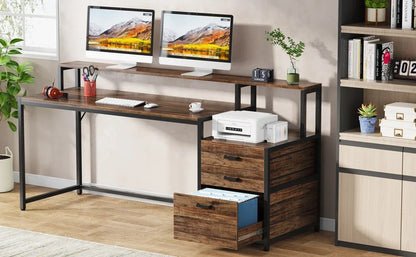 Tribe signs 63-Zoll-Computertisch mit Akten schubladen schrank, ergonomischer Schreibtisch mit Monitorst änder, industrieller Computer tisch