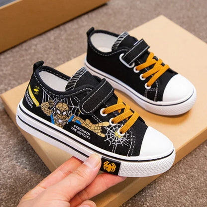 Disney Children's Canvas Shoes Spiderman Boys Sneakers Anti-slip Student Shoes Kids Soft Bottom Outdoor Shoes Sport Shoes.