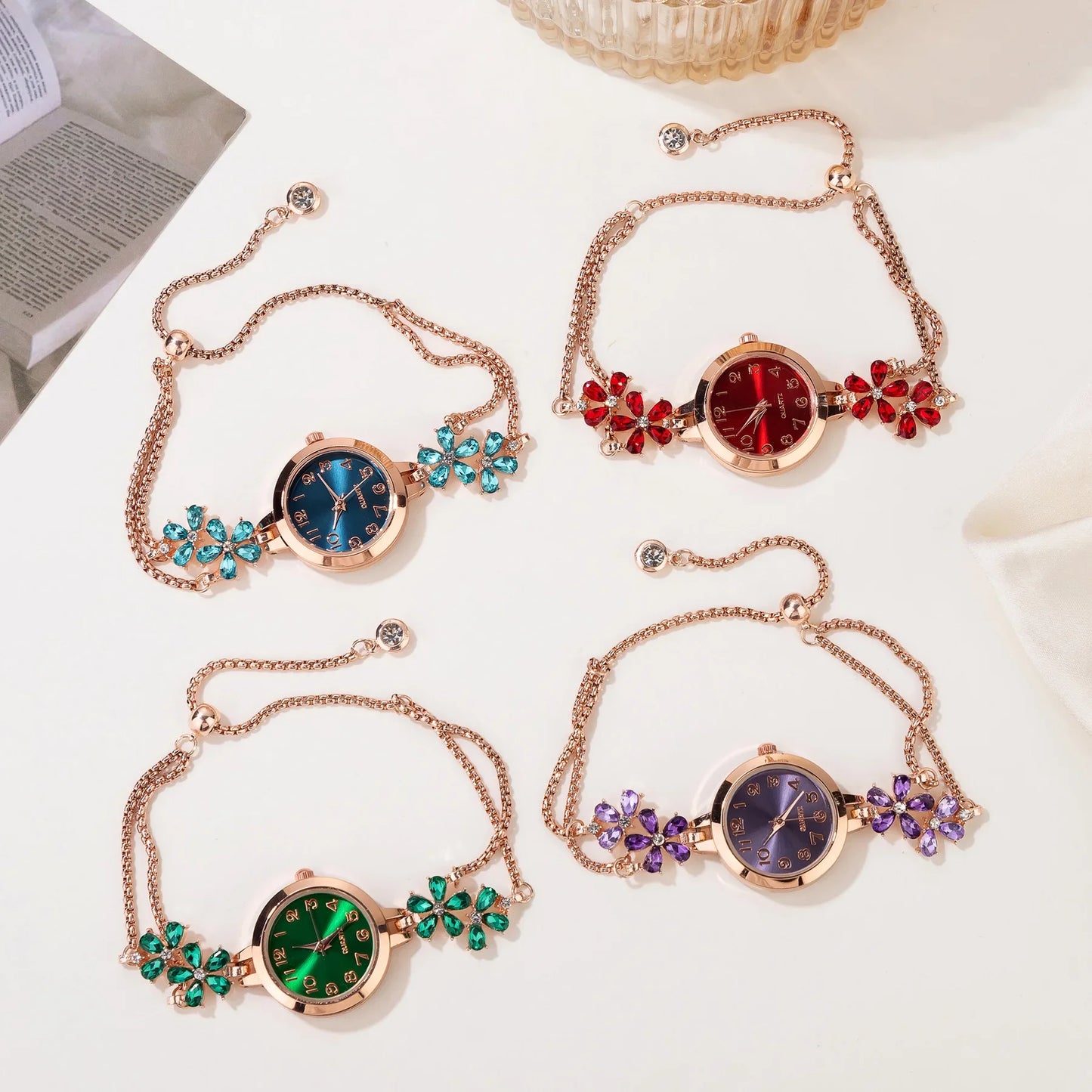 Womens Watches Brand Vintage Rhinestone Quartz Bracelet Watch Women's Watch Women Watches Luxury Relógio Feminino นาฬิกาข้อมือ.