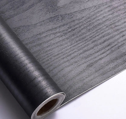 Selbstklebende Tapete aus schwarzem Holz mit Kontaktpapier zum Abziehen und Aufkleben, dekorative Vinylfolie für Arbeitsplattenschränke, leicht zu reinigen