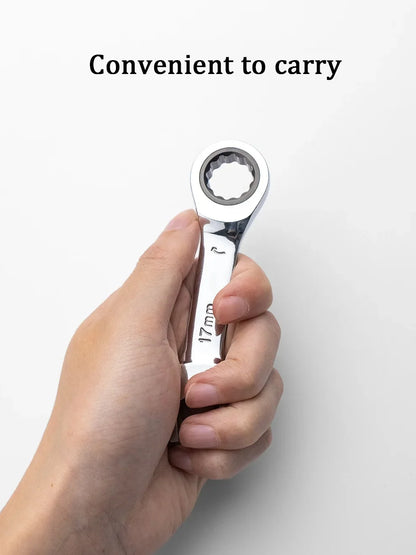 6–19 mm kurzer Griff, schneller Ratschenschlüssel, 72 Zähne, multifunktional, tragbar, kurz, Dual-Use-Pflaumenblüte, kleiner Schraubenschlüssel, Handwerkzeuge