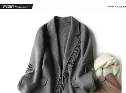 2025 neue Herbst Winter Wolle Mantel Frauen Windjacke Jacke Baumwolle Oberbekleidung Quaste Woolen Anzug Kleidung Weibliche Strickjacke.