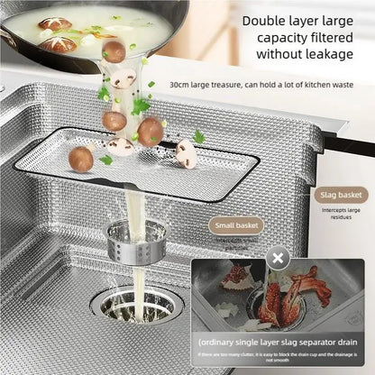 Household Rust Proof 304 Stainless Steel Kitchen Sink Handcrafted Thickened Undermount Wash Vegetable Basin Large Single Slot
