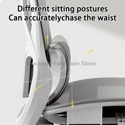 Verstellbarer, ergonomischer Liegestuhl für das Heimbüro mit Fußstütze, atmungsaktive Mesh-Computer-Gaming-Drehstühle mit Lordosenstütze