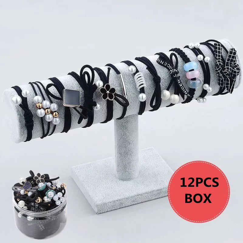 50/12PCS  Women Elastic Hair Ties Pearls Fashion Girls Scrunchies Ponytail Holder Rubber band Hair Rope Hair Accessories