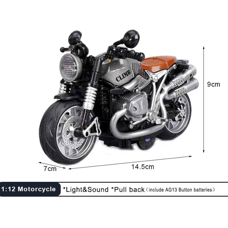1:12 Sound Light Motorcycle Alloy+Plastic Moto Car Model Diecast Play Vehicles Decoration Collection Boy Toys For Children Gift.