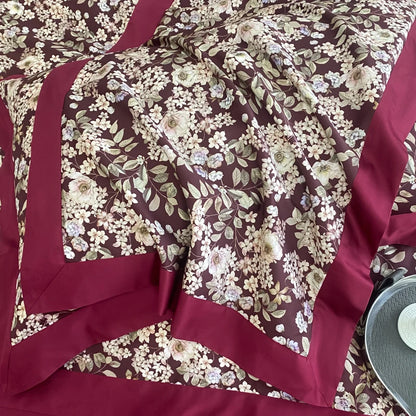 Floral Print 600TC Egyptian Cotton Bedding Queen King Comforter Cover Soft Duvet Cover Set Flat/Fitted Bed Sheet Pillowcases.