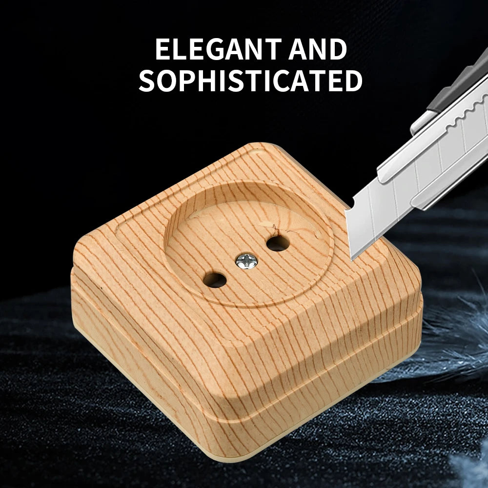 WESA Holz-Wandsteckdose, EU-Standard, Steckdose, Vintage-Imitation, Holzfarbe, Steckdose, flammhemmender Kunststoff.