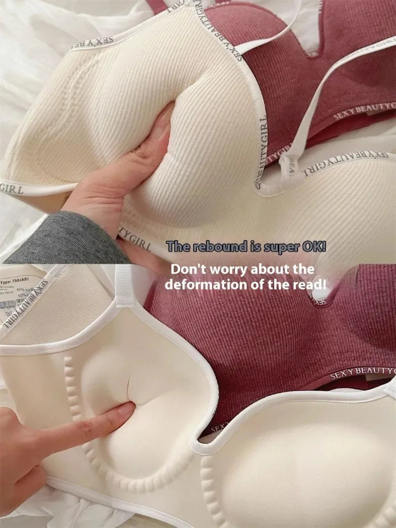 Wireless Push Up Bra for Small Chest - Seamless Anti-Sagging Invisible Bralette, Enhance Lift Comfort No Trace (Letter Design).