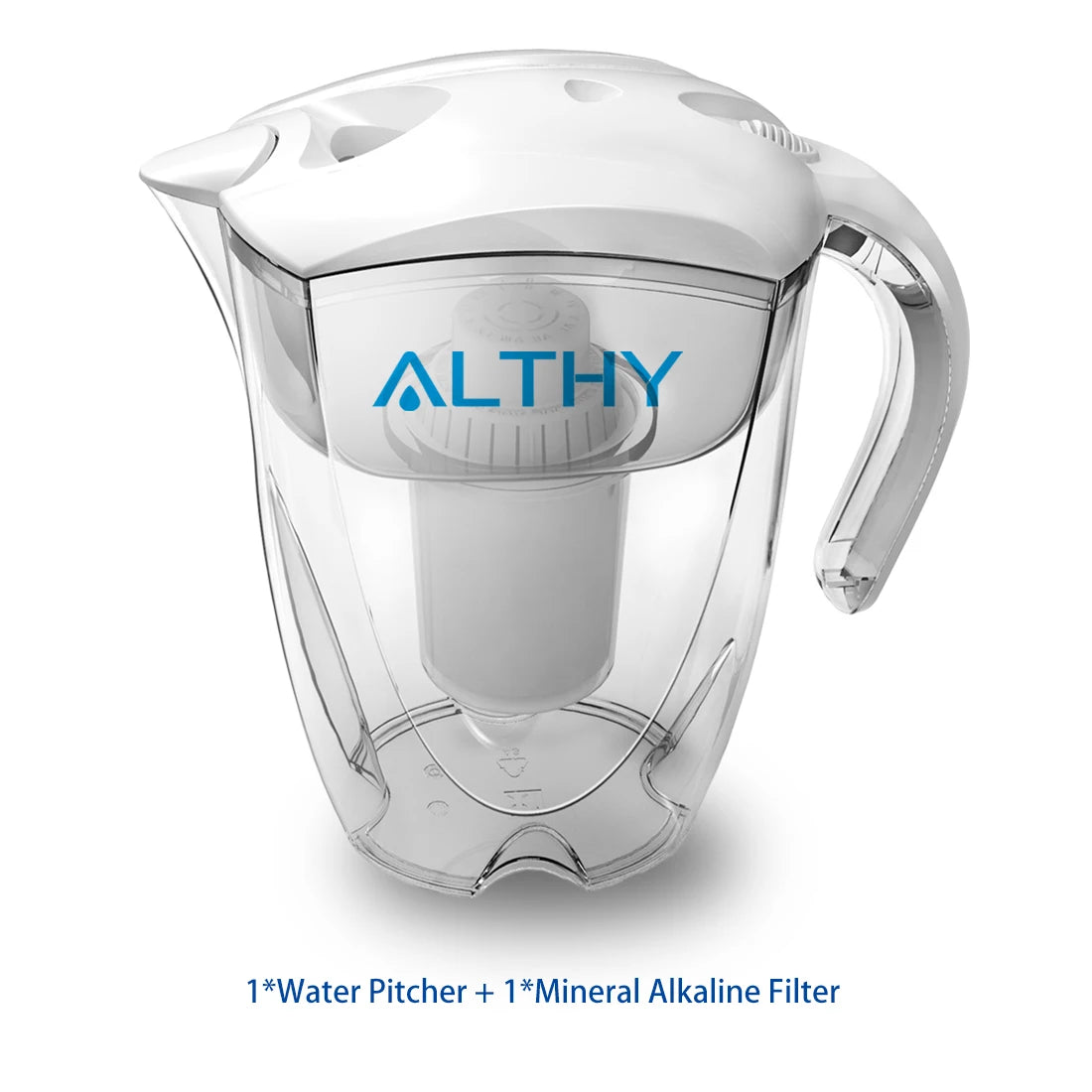 ALTHY 3.5L Mineral Alkaline Water Pitcher Filter - 400L Long-Life Filters - Alkalizer Purifier Filtration System +pH -ORP.