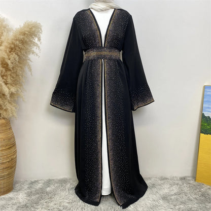 Ramadan Eid Dubai Open Black Muslim Kimono Abaya Damen Turkey Islam Abayas For Women Dress Kebaya Robe Femme Musulmane Kaftan.