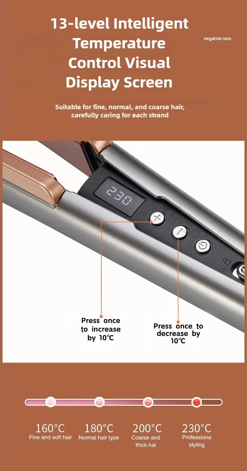2 in 1 Hair Straightener Curling Ionizer with LCD Wide PanelProfessional Ceramic Hair Straightener with adjustable temperature.
