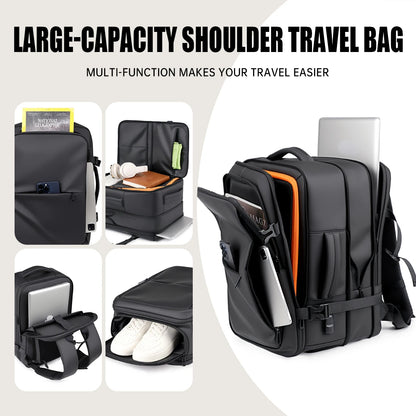 Urban Commuting Herren-Business-Rucksack mit großem Fassungsvermögen, wasserdicht, für Reisen, Boarding, Laptop, Geschäftsreise, Rucksack für Damen, erweiterbar, Familienreisen.