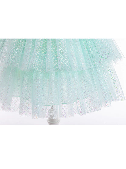 Mädchen elegante Regenbogen Prinzessin Kleid mit Bowknot Flatter Trim Mesh Kleid Tutu Kleid für Party, Performance Tutu Kleid