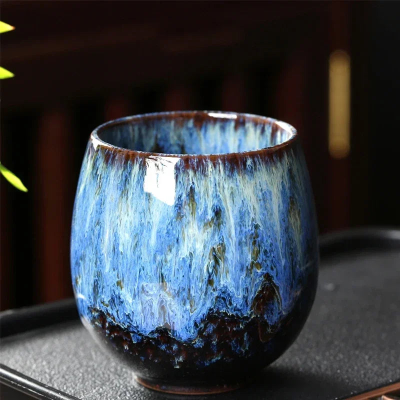 1pcs 250ml Chinese Style Kiln Changed Ceramic Coffee Cup Espresso Cups Pottery Cute Tea Cups Household Kung Fu Teacup Wholesale