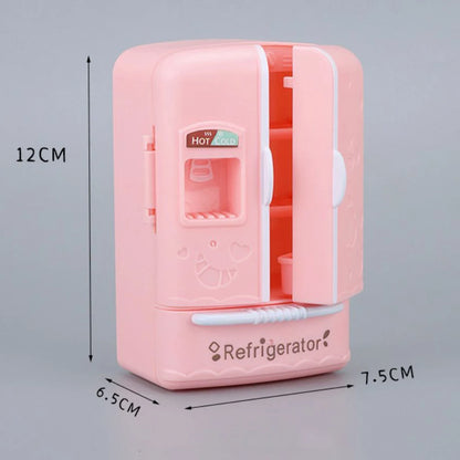 Cute Simulation Microfilm Furniture Double Door Refrigerator 1:12 Dollhouse Kitchen Model Decorations For Girl Birthday Gifts.