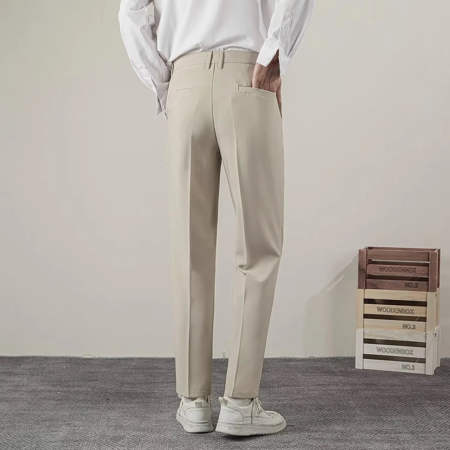 Summer Men's Solid Color Straight Casual Pants Fashion Classic Business Casual Male Brand Clothing Classic Slim Suit Trousers.