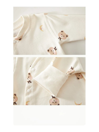 Newborn Baby Base Shirt+pants 2-piece Set Autumn and Winter Cartoon Pure Cotton Top+pants 0-18M Newborn Baby Pajamas.