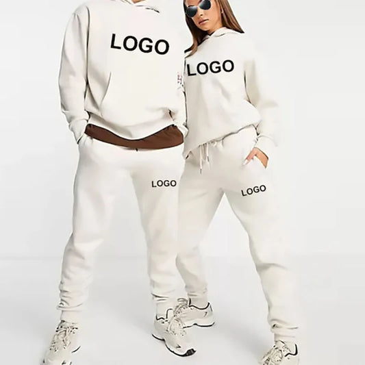 Maßgeschneiderter bedruckter Herren- und Damen-Trainingsanzug mit Kapuze, Sweatshirts und Jogginghose, hochwertiger Unisex-Anzug für den Alltag, lässig, Sport, Hoodies