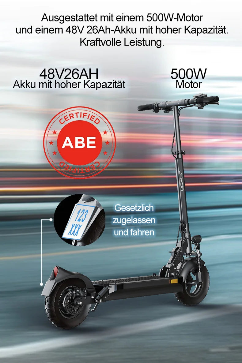 JOYOR Y8-S (ABE) 500W Electric Scooter 48V 26AH Motor Large Capacity Battery City E-Scooter110KM Range 10 Inch Adult EScooter.