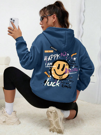 Interesting Graffiti Printing Women Hoodie Fashion Street Hoody Casual Versatile Sweatshirt Autumn Fleece S-Xxl Female Clothing