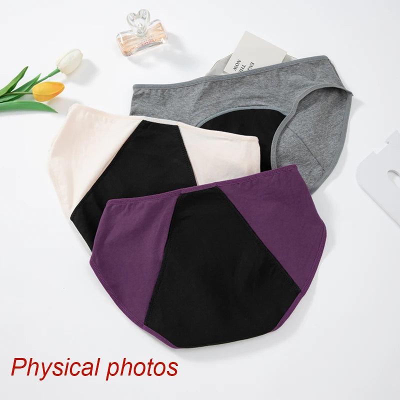 3pcs Women Menstrual Period Underpants Ladies Cotton Postpartum Absorbent Leak Proof Panties European size XS-5XL.