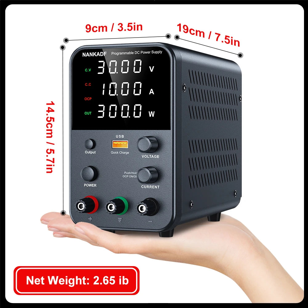 NANKADF DC laboratory power supply 30V 10A bench power supply encoder regulates voltage and current Dual input voltage 220V/110V.