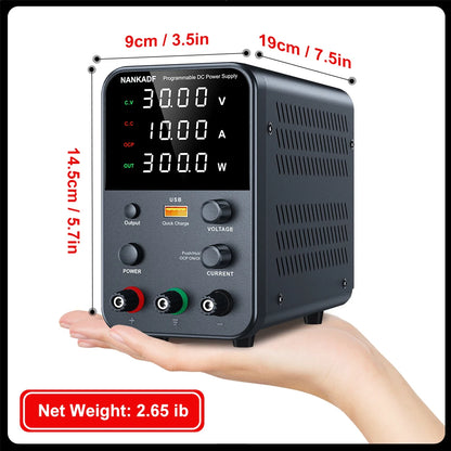 NANKADF DC laboratory power supply 30V 10A bench power supply encoder regulates voltage and current Dual input voltage 220V/110V.