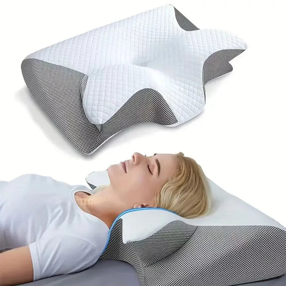 2025 New Butterfly Sleep Memory Neck Pillow Slow Rebound Memory Foam Sleep Pillow Cervical Orthopedic Neck Massage Bed Pillow.