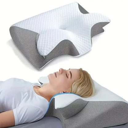 2025 New Butterfly Sleep Memory Neck Pillow Slow Rebound Memory Foam Sleep Pillow Cervical Orthopedic Neck Massage Bed Pillow.