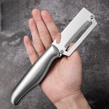 Stainless Steel Cane Peeler All-steel Kitchen Peeler Fruit Rack Peeler Wine Opener 2-in-1 Kitchen Gadgets Garlic Press.