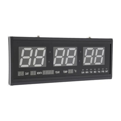 220 V große LED-Digital-Wanduhr, Zeit, Temperatur, Datum, Woche, Anzeige, automatischer Dimmer, leuchtende, leise Tischuhr, Wanduhr, 48 x 19 cm