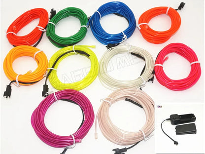 3V 5V 12V 2M/3M/5M Neon Light Dance Party Decor Light Neon LED lamp Flexible EL Wire Rope Tube Waterproof LED Strip.