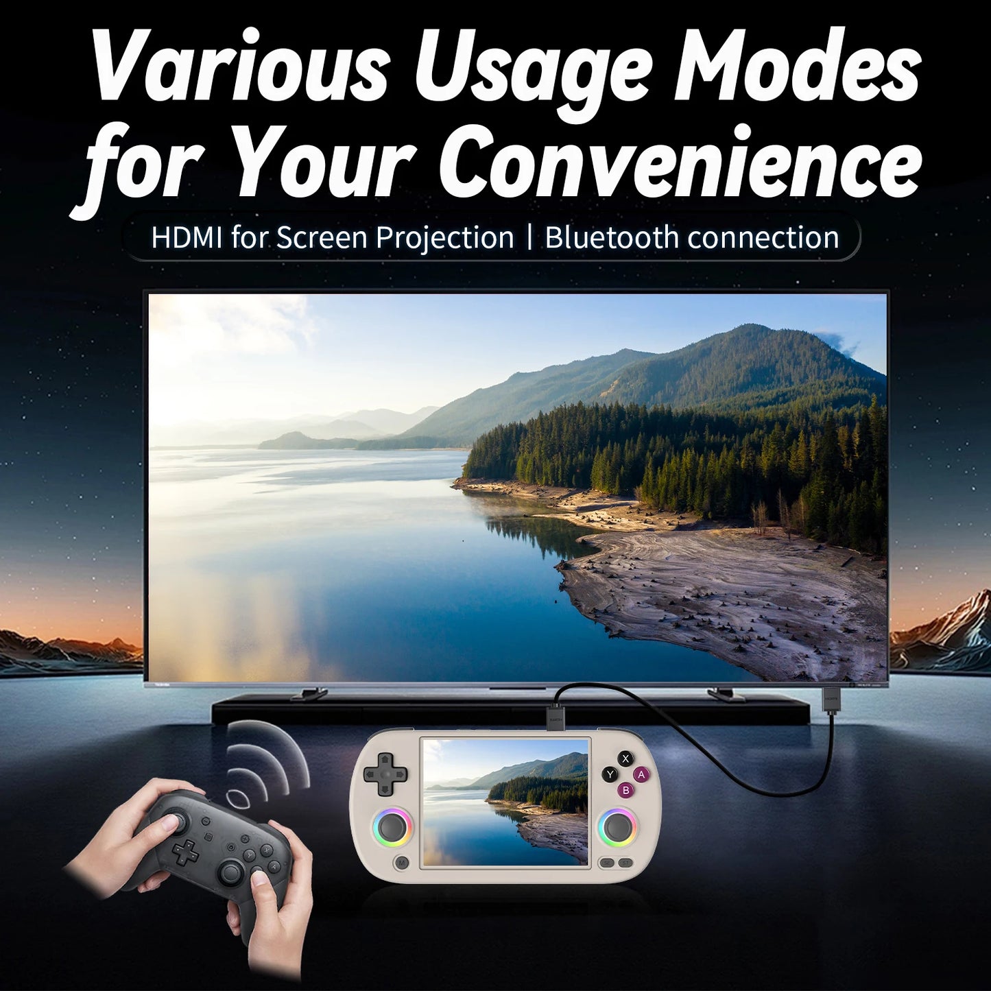 ANBERNIC RG40XX H Handheld Game Console 4.0-in 640*480 IPS Screen 3200mAh 64 Bit System With RGB Light Built in 5K+Games RG40XXH.